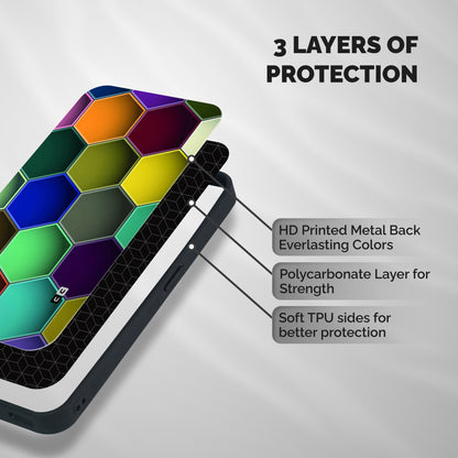 Hexagonal Palette Shockproof Hybrid Protection (Metal + TPU) Back Case Cover