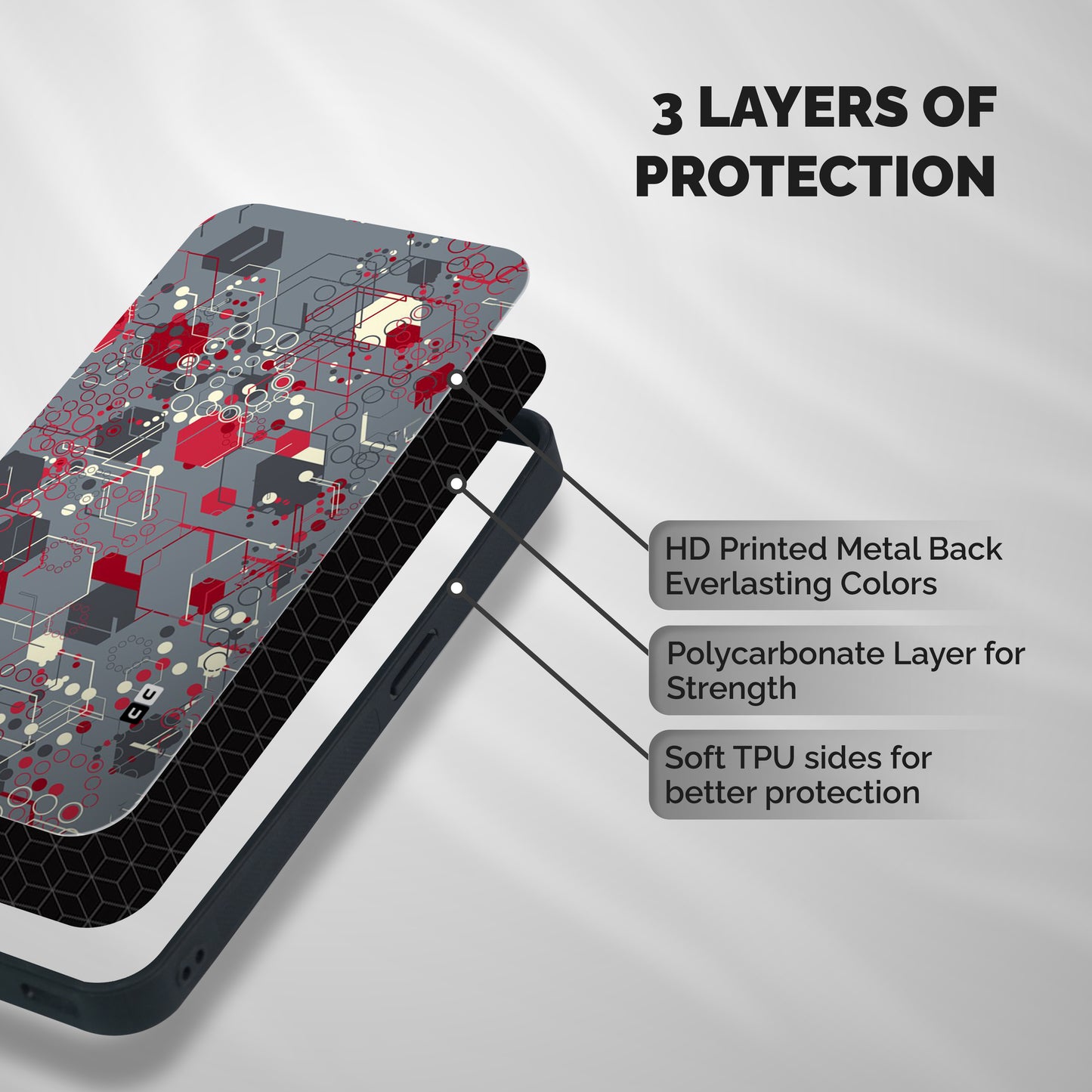Hexagons Pattern Shockproof Hybrid Protection (Metal + TPU) Back Case Cover