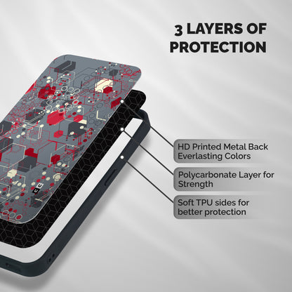 Hexagons Pattern Shockproof Hybrid Protection (Metal + TPU) Back Case Cover