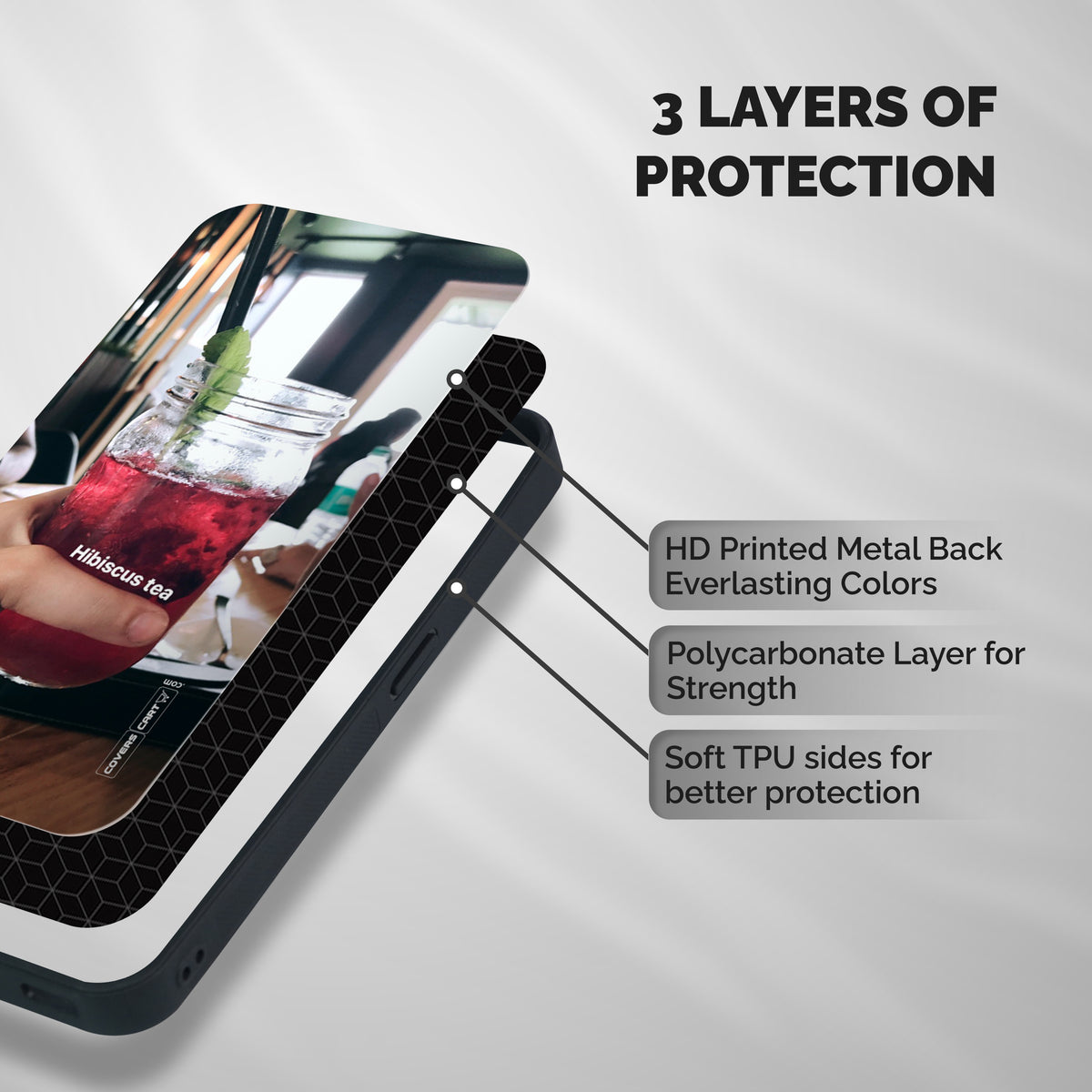 Hibiscus Tea Shockproof Hybrid Protection (Metal + TPU) Back Case Cover