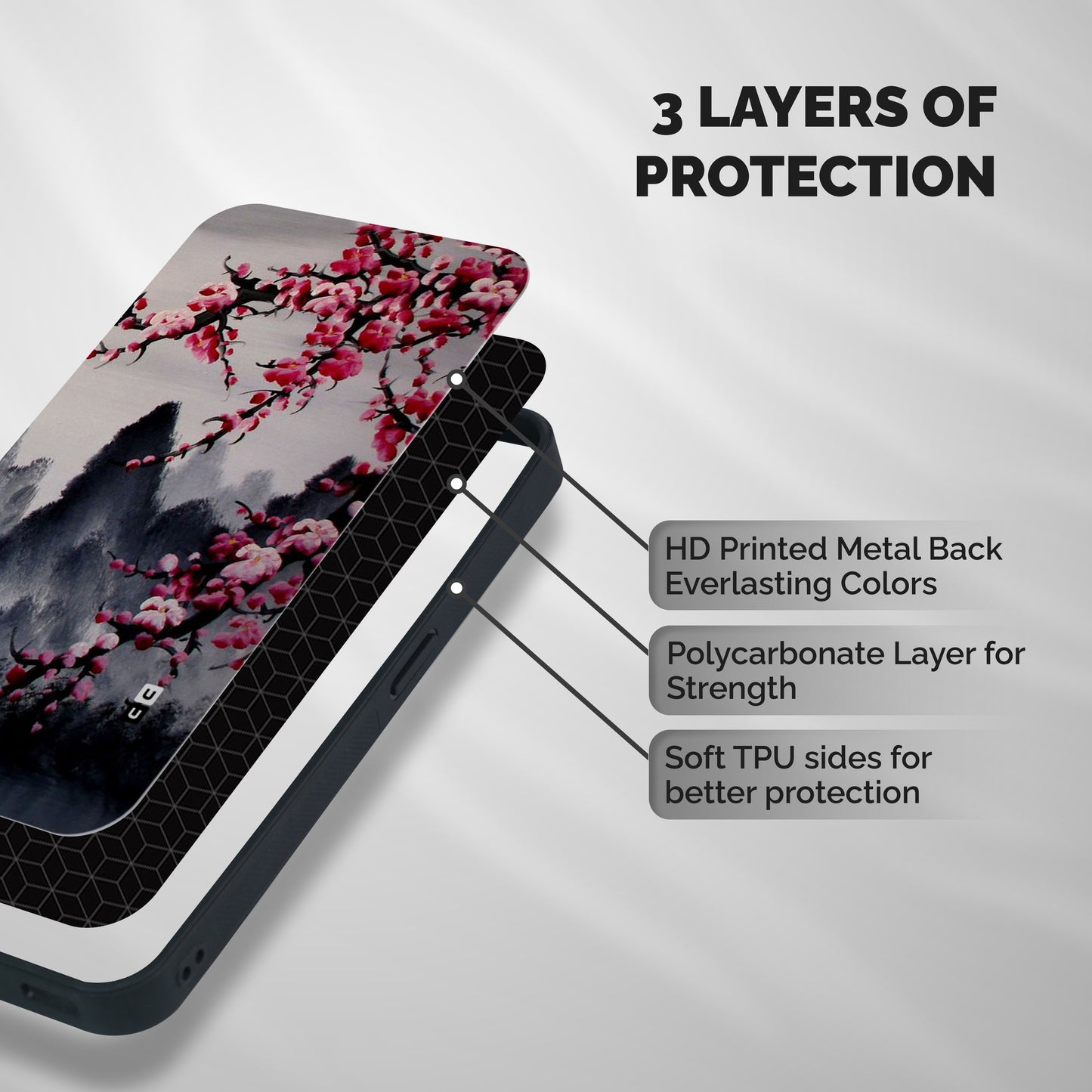 Hills And Blossoms Shockproof Hybrid Protection (Metal + TPU) Back Case Cover