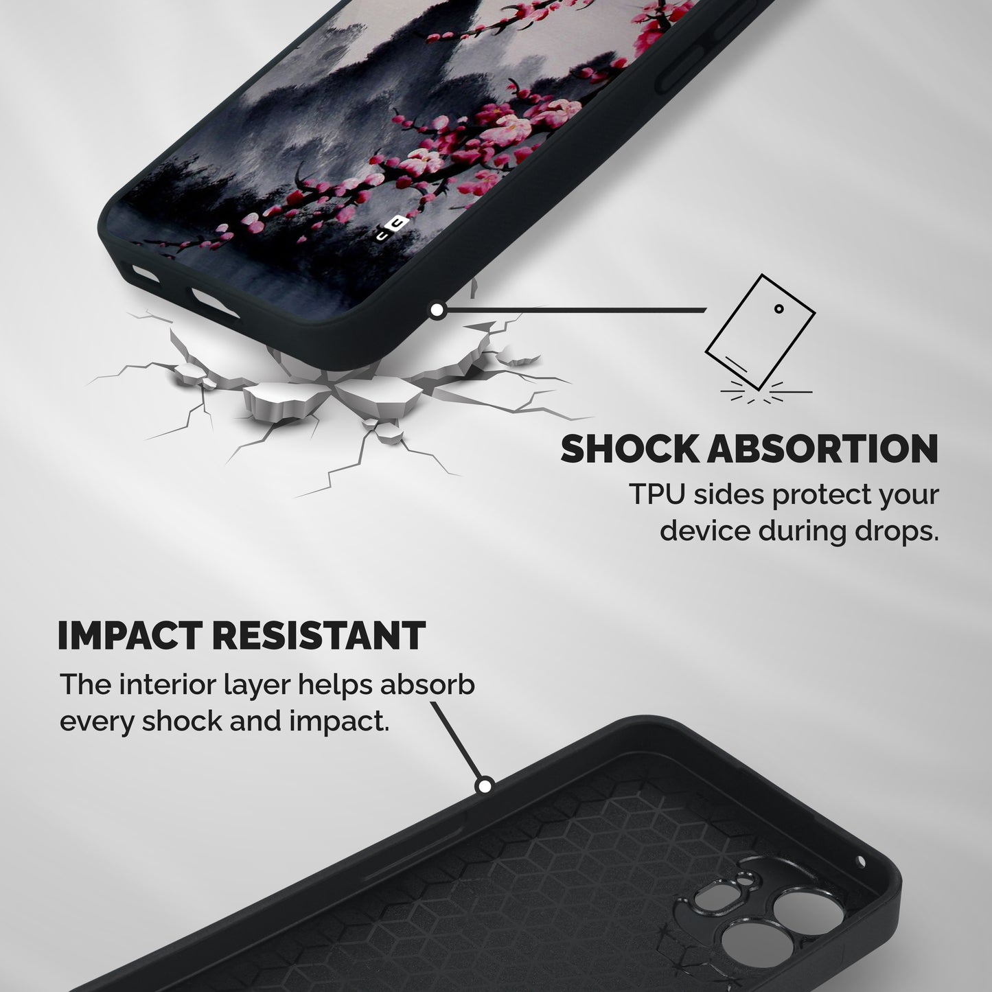 Hills And Blossoms Shockproof Hybrid Protection (Metal + TPU) Back Case Cover