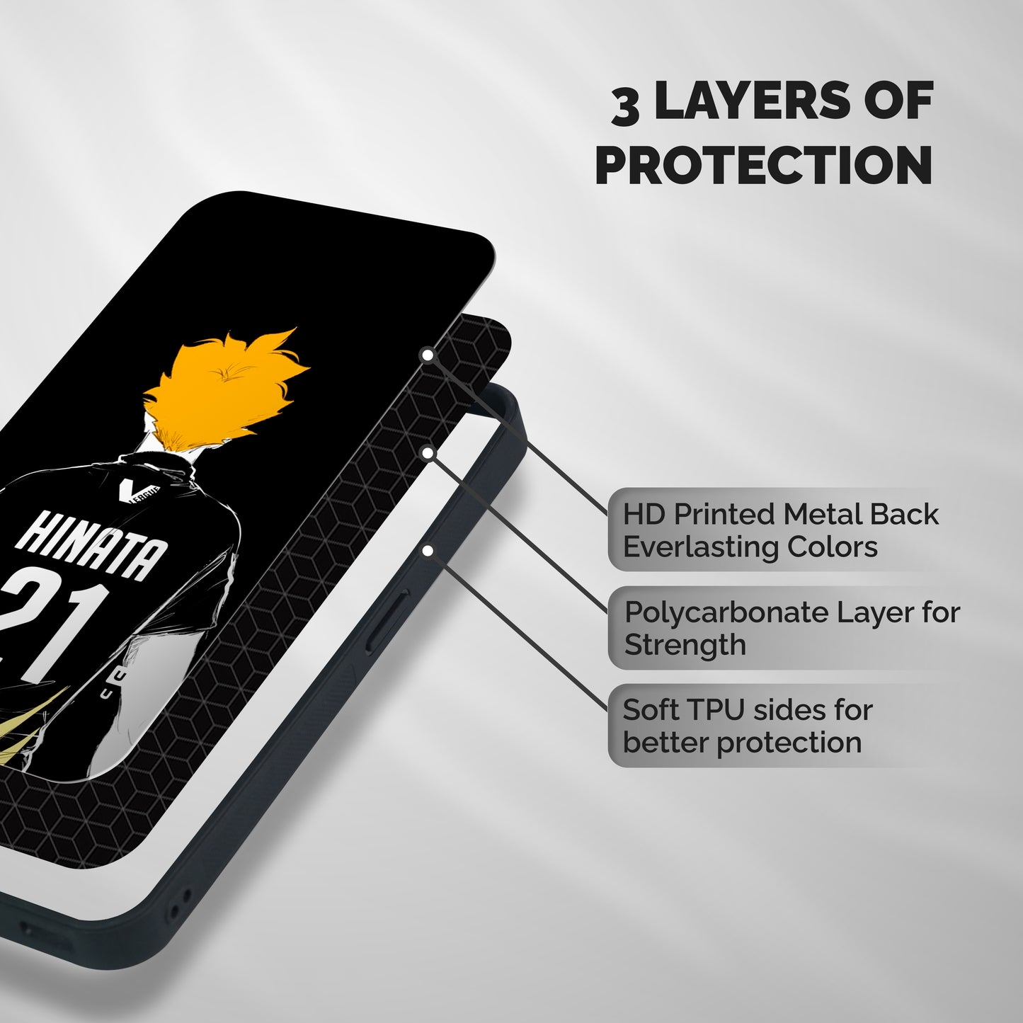 Hinata 21 Shockproof Hybrid Protection (Metal + TPU) Back Case Cover