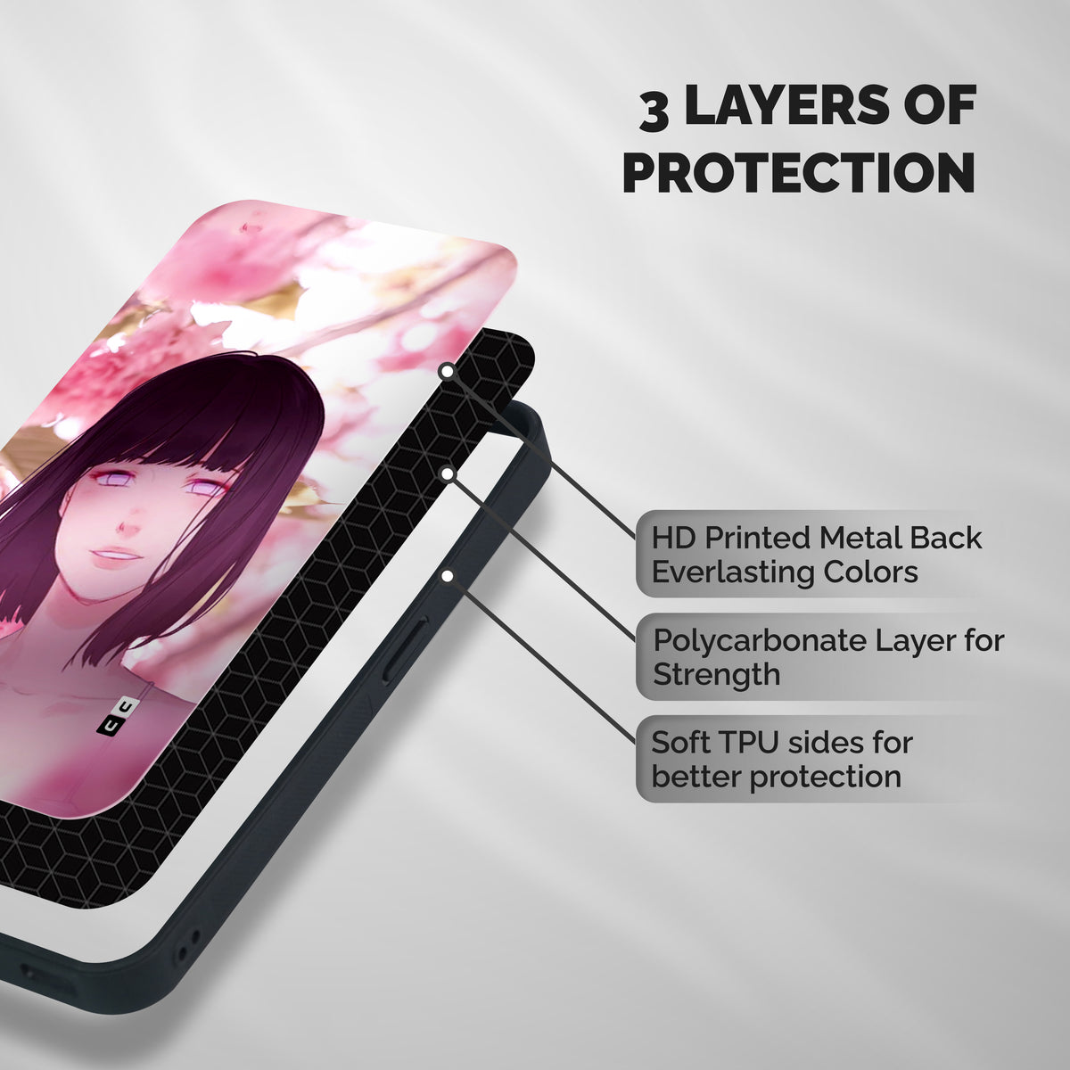 Hinata Floral Shockproof Hybrid Protection (Metal + TPU) Back Case Cover