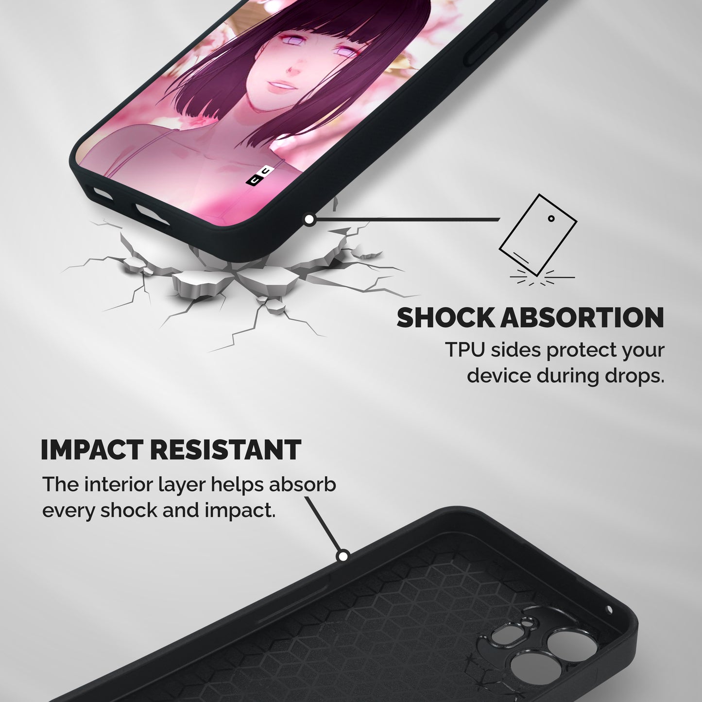 Hinata Floral Shockproof Hybrid Protection (Metal + TPU) Back Case Cover