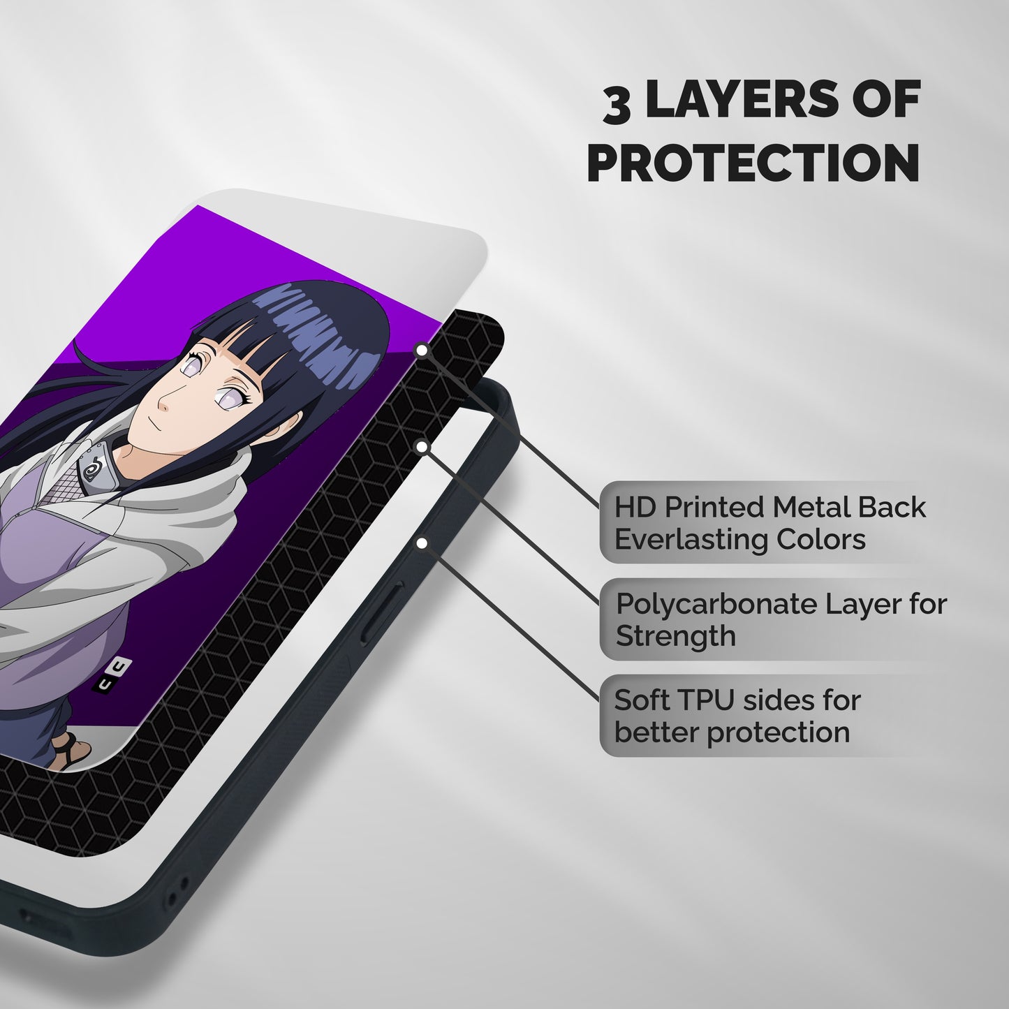 Hinata Looksup Shockproof Hybrid Protection (Metal + TPU) Back Case Cover