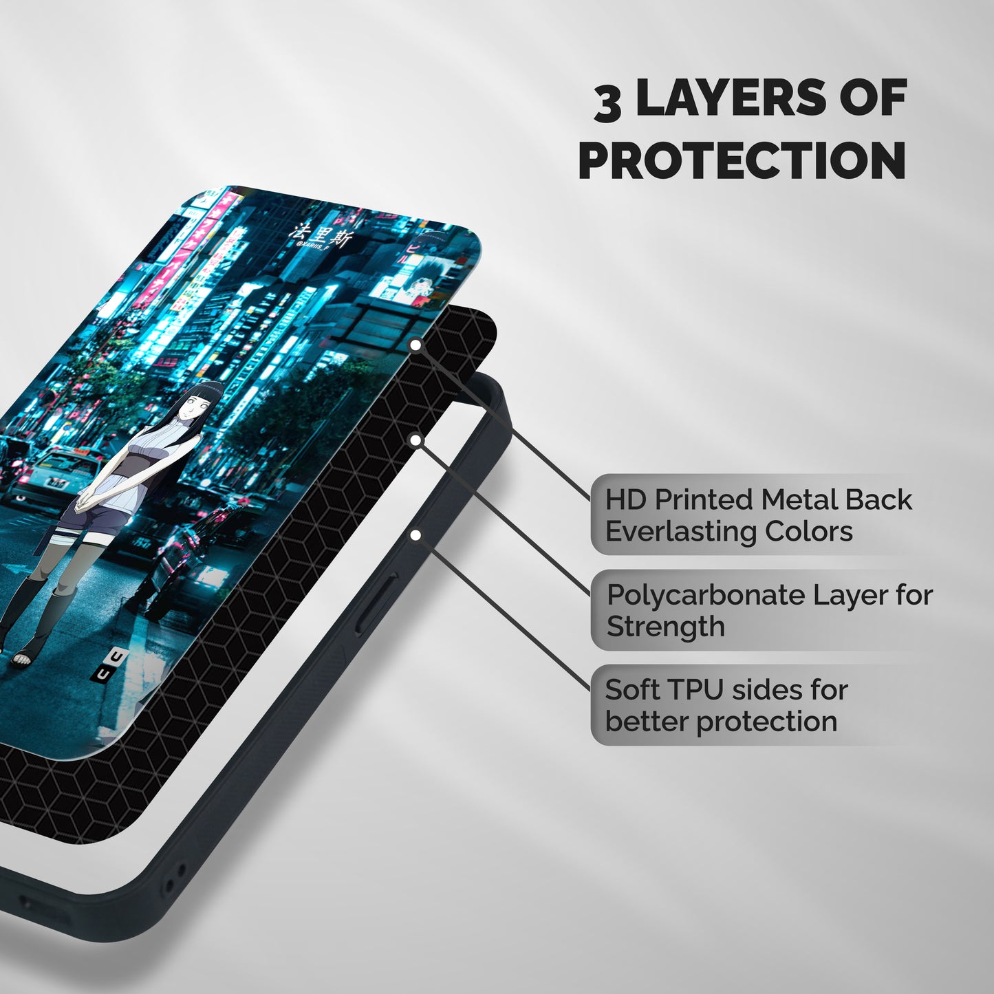 Hinata On Streets Shockproof Hybrid Protection (Metal + TPU) Back Case Cover