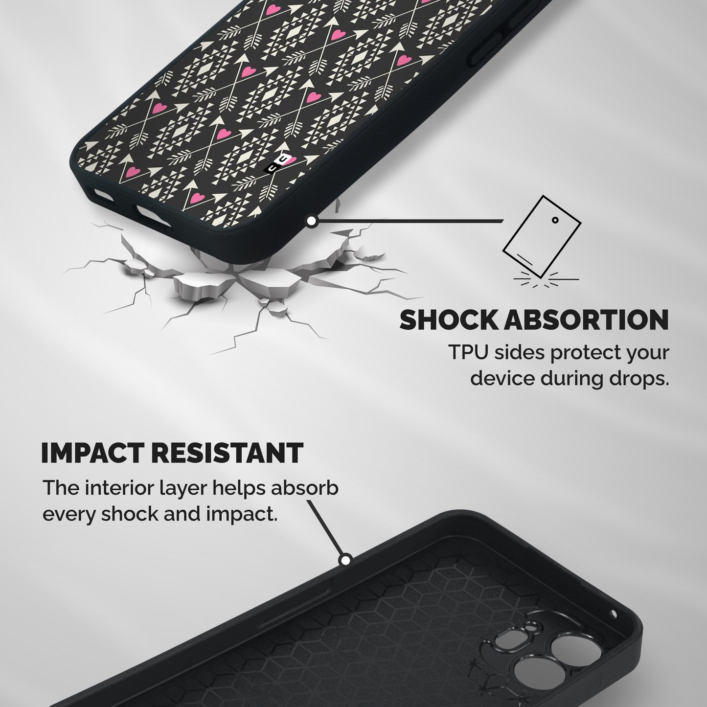Hit Arrow Love Shockproof Hybrid Protection (Metal + TPU) Back Case Cover