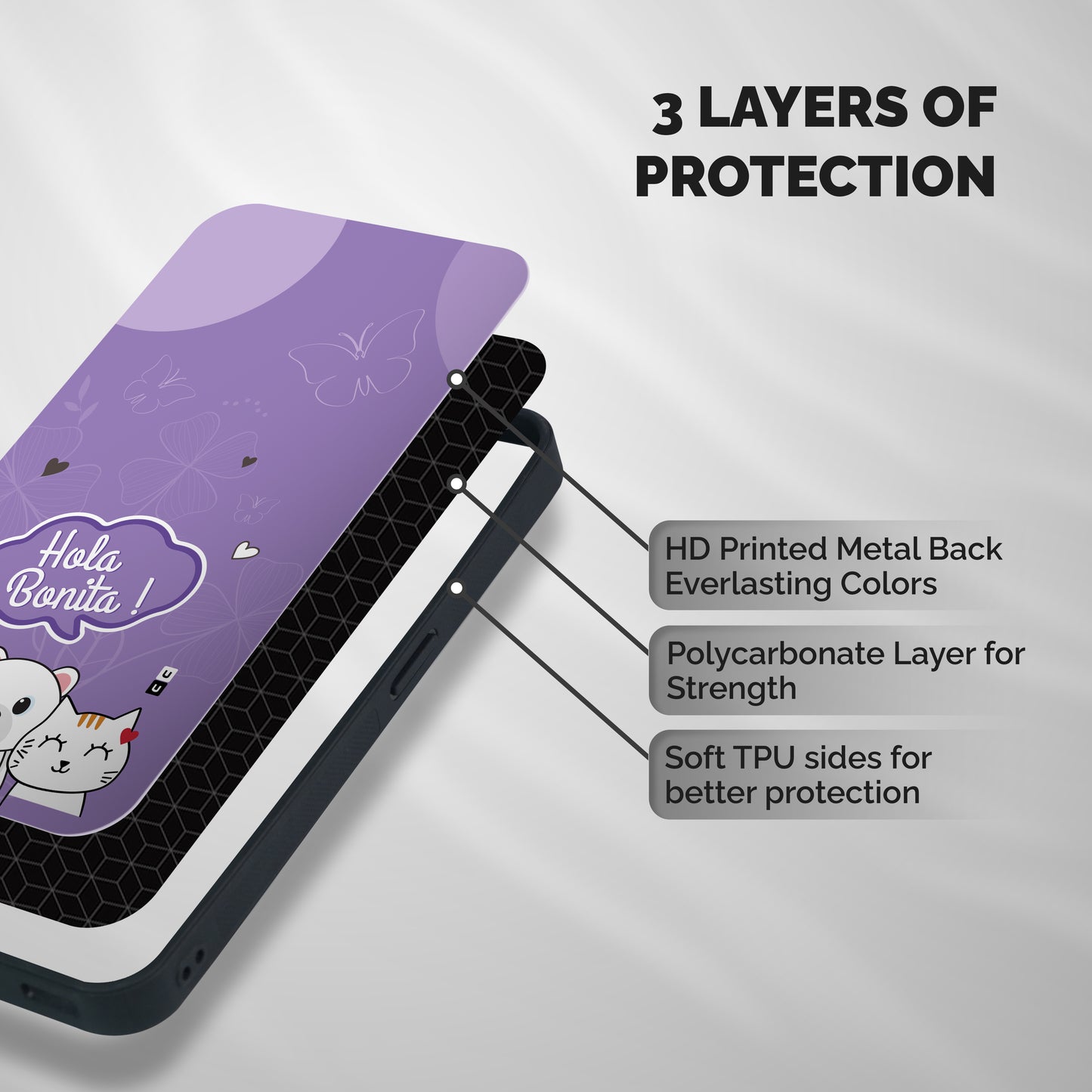 Hola Bonita Shockproof Hybrid Protection (Metal + TPU) Back Case Cover