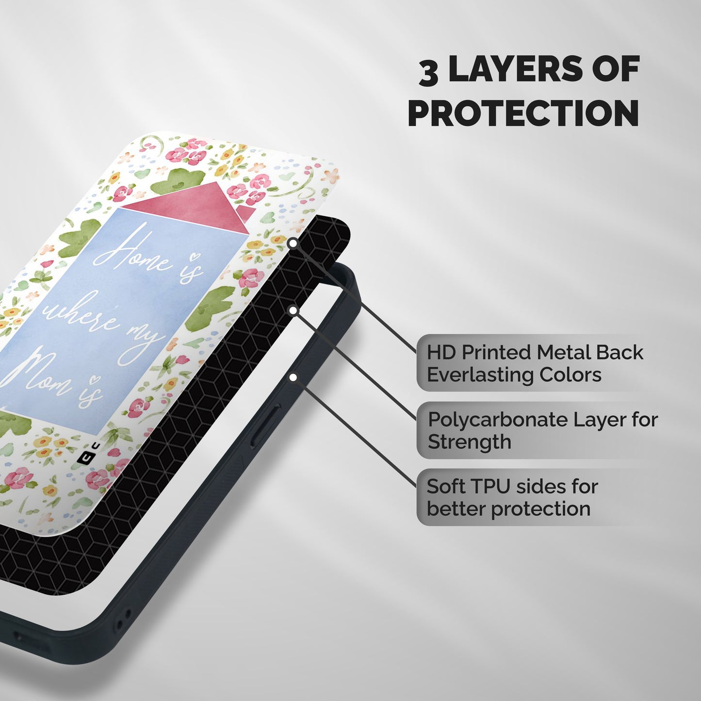 Home is Where Mom is Shockproof Hybrid Protection (Metal + TPU) Back Case Cover