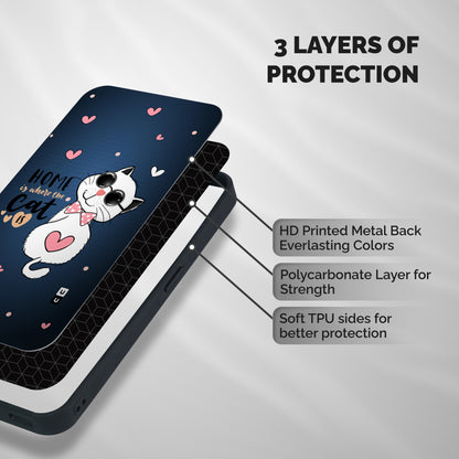 Home Where Cat Shockproof Hybrid Protection (Metal + TPU) Back Case Cover