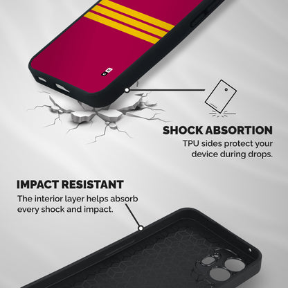 Horizontal Sports Stripes Shockproof Hybrid Protection (Metal + TPU) Back Case Cover