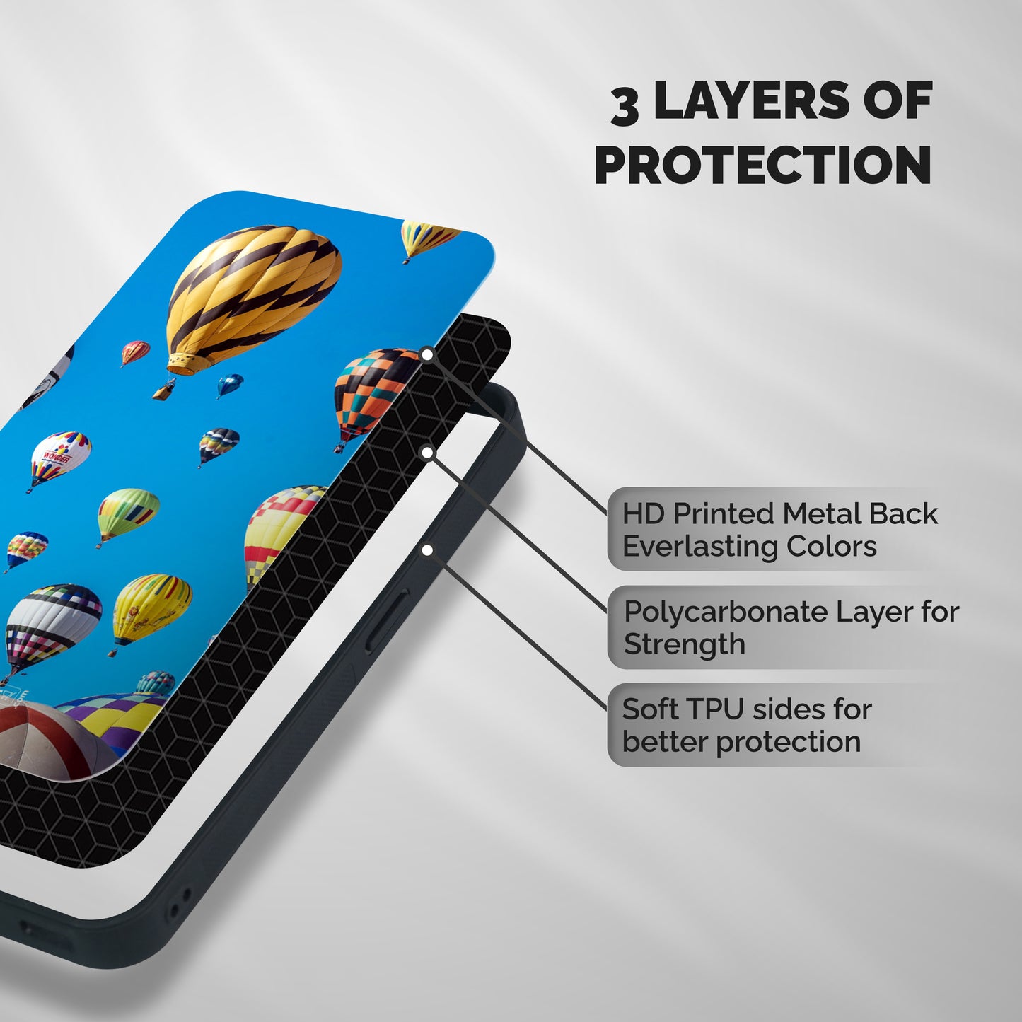 Hot Air Baloons Shockproof Hybrid Protection (Metal + TPU) Back Case Cover