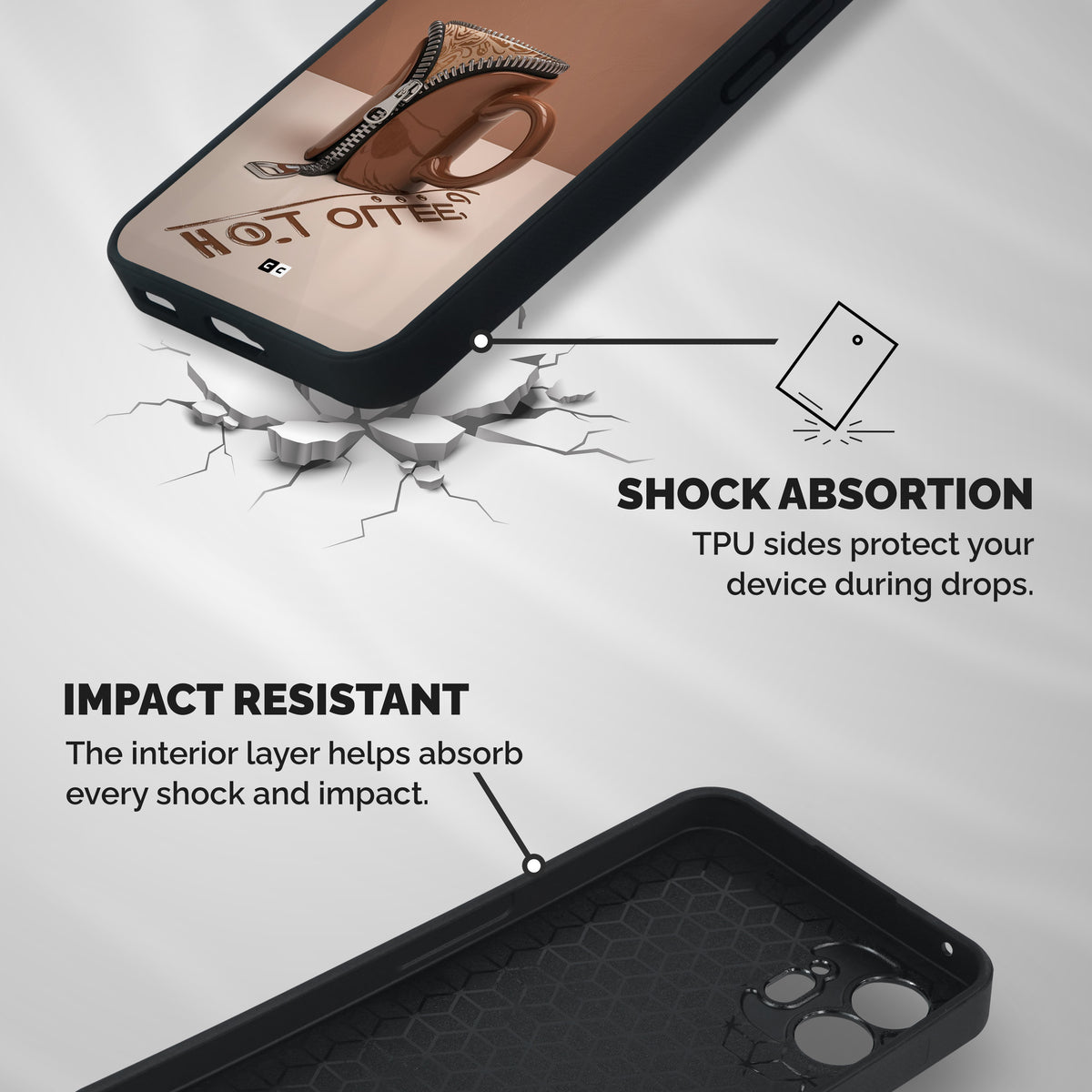 Hot Coffee Shockproof Hybrid Protection (Metal + TPU) Back Case Cover