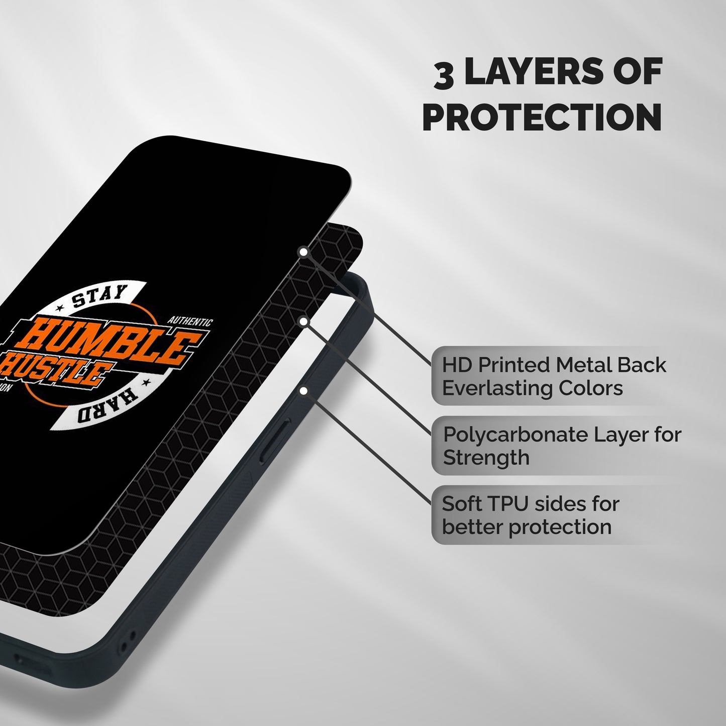 Humble Hustle Shockproof Hybrid Protection (Metal + TPU) Back Case Cover