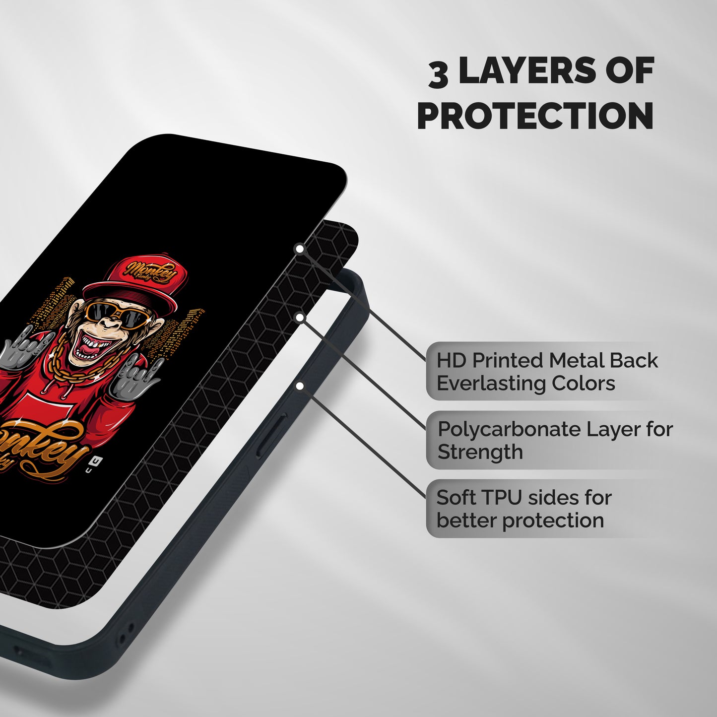 Hunky Funky Monkey Shockproof Hybrid Protection (Metal + TPU) Back Case Cover