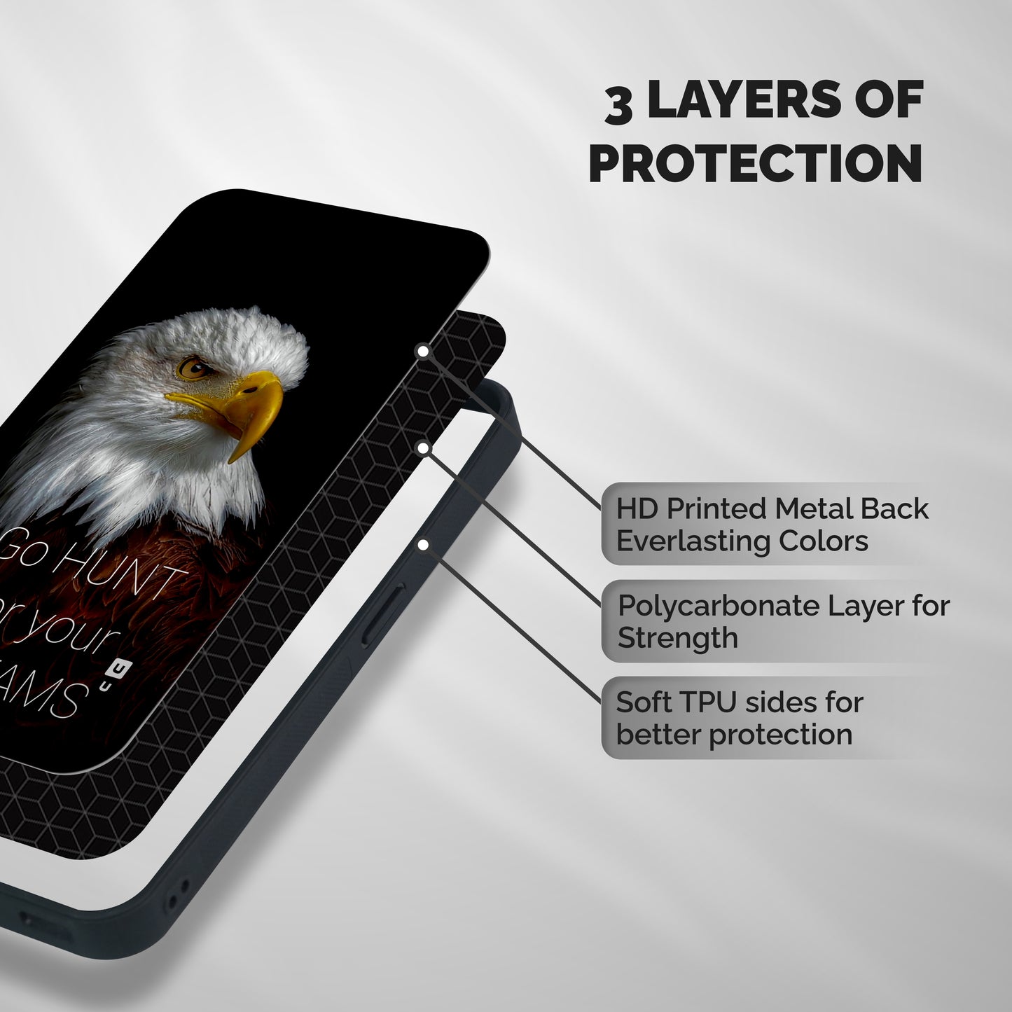 Hunt Your Dream Shockproof Hybrid Protection (Metal + TPU) Back Case Cover