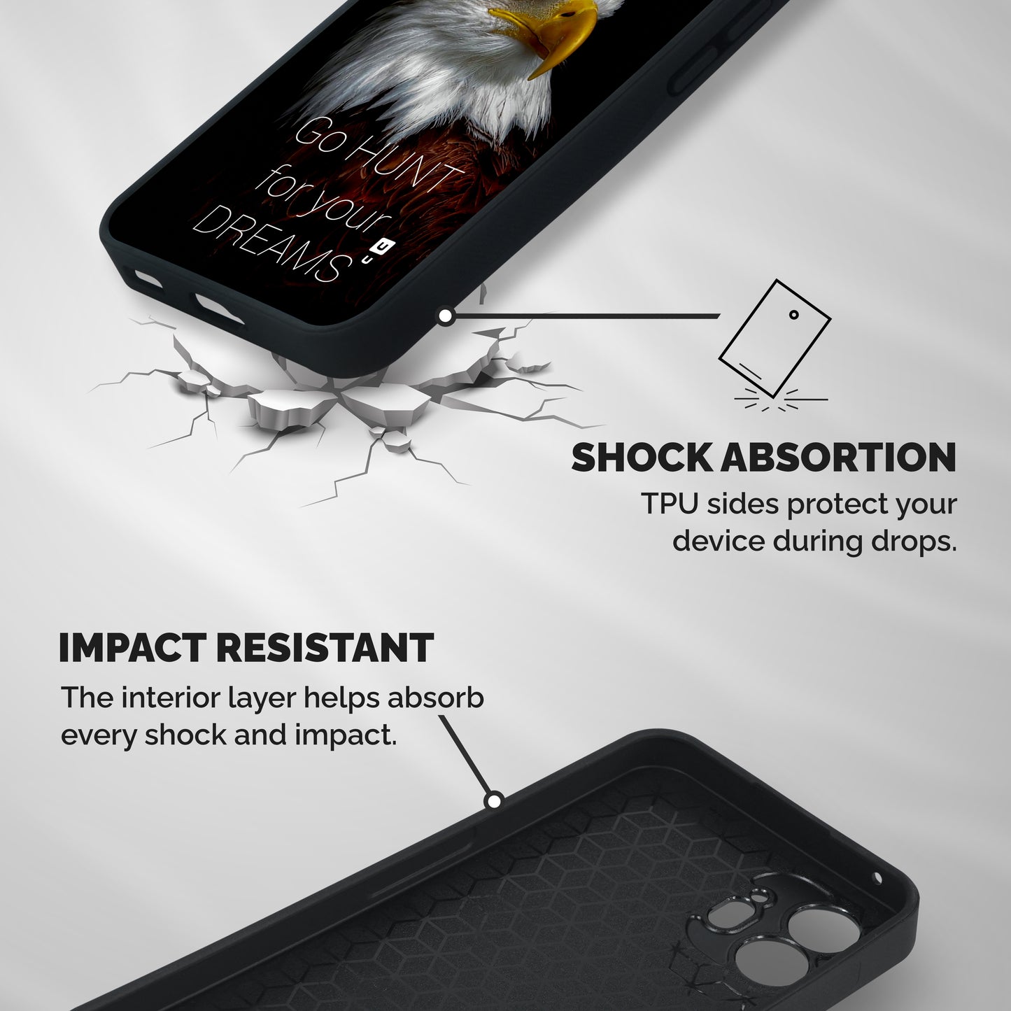 Hunt Your Dream Shockproof Hybrid Protection (Metal + TPU) Back Case Cover