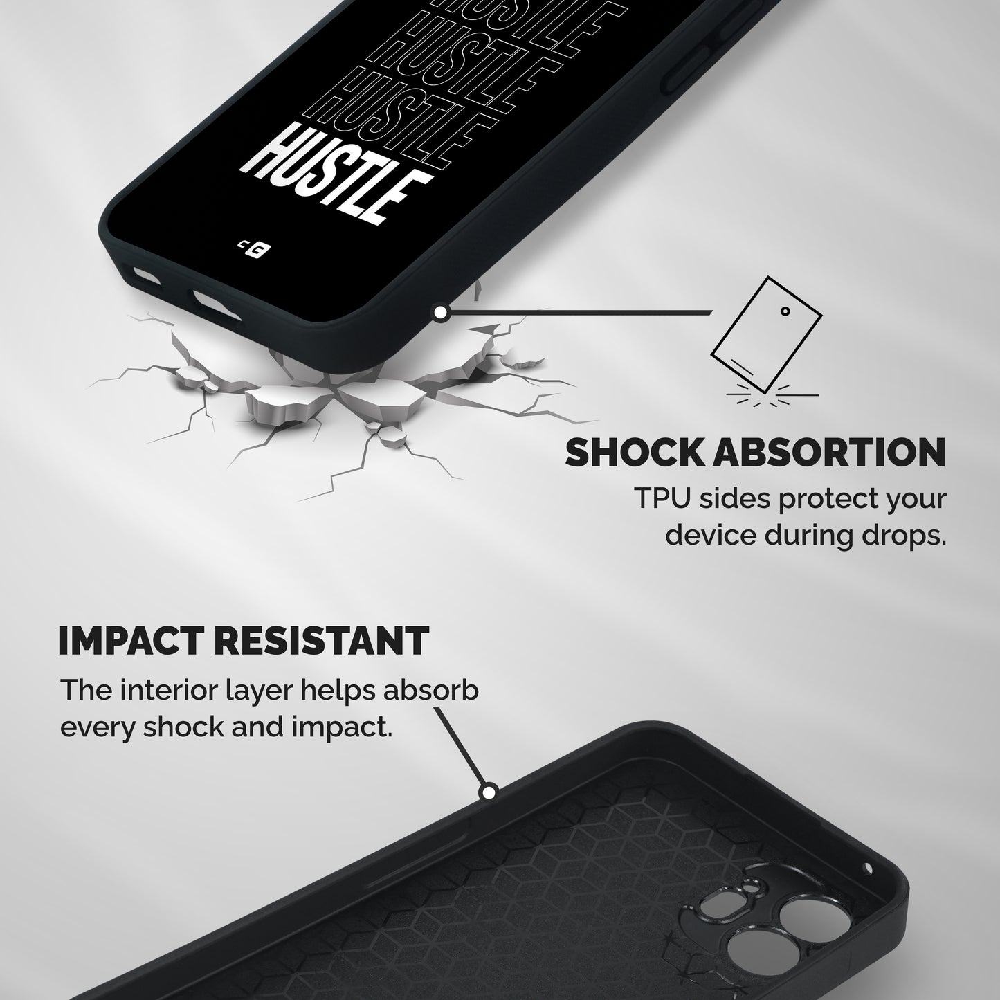 Hustle Hustle Hustle Shockproof Hybrid Protection (Metal + TPU) Back Case Cover