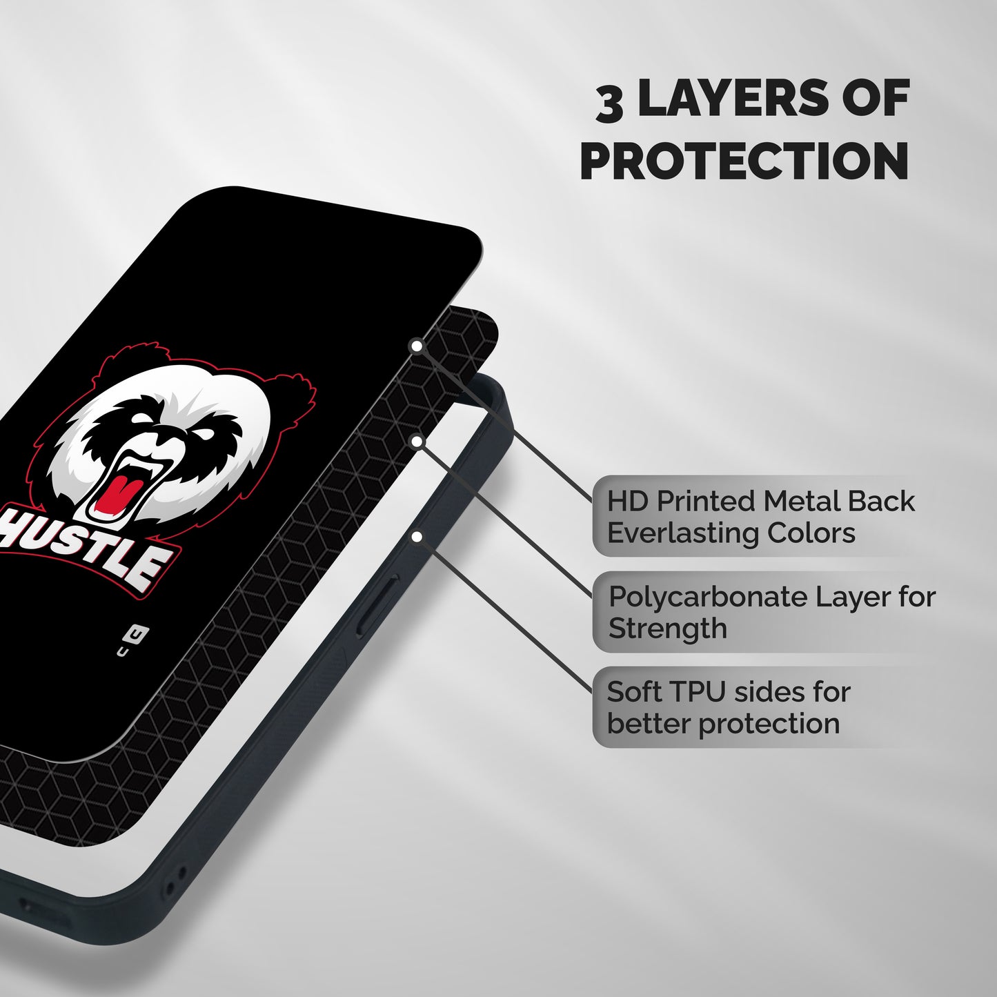 Hustle Panda Shockproof Hybrid Protection (Metal + TPU) Back Case Cover