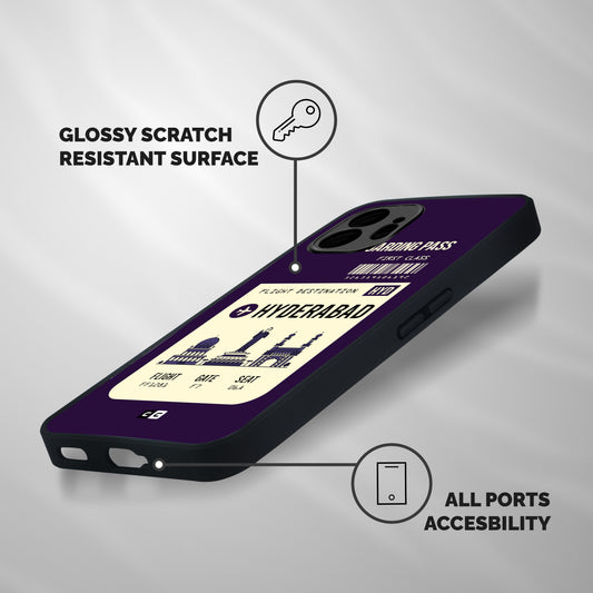 Hyderabad Boarding Pass Shockproof Hybrid Protection (Metal + TPU) Back Case Cover