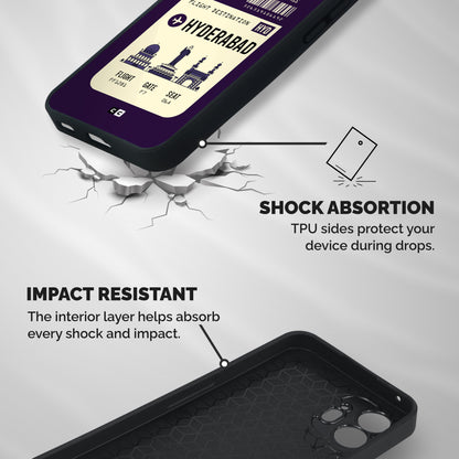 Hyderabad Boarding Pass Shockproof Hybrid Protection (Metal + TPU) Back Case Cover