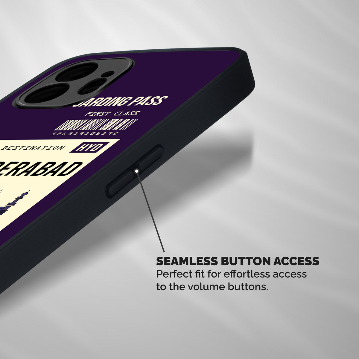Hyderabad Boarding Pass Shockproof Hybrid Protection (Metal + TPU) Back Case Cover
