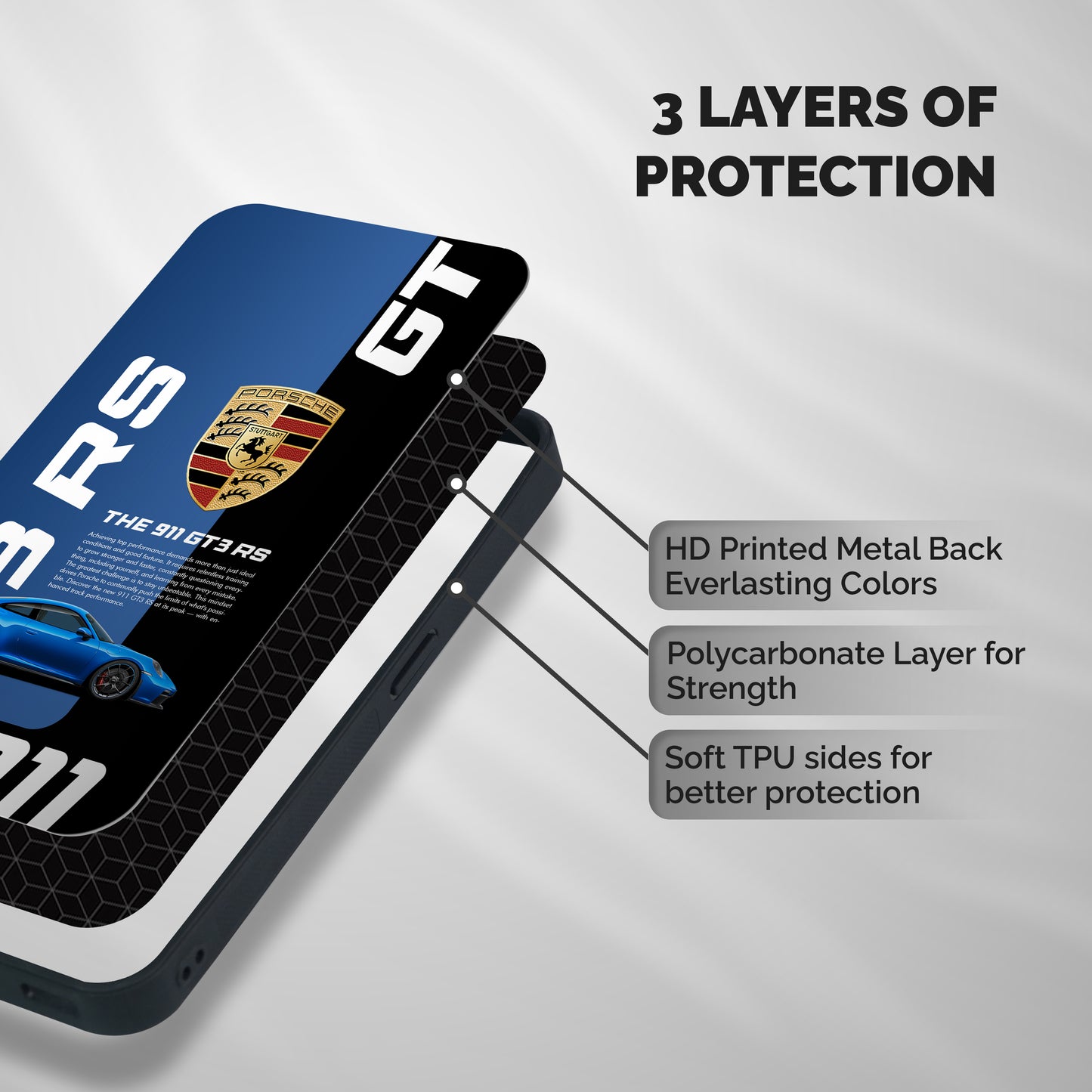 Hyper Car Shockproof Hybrid Protection (Metal + TPU) Back Case Cover