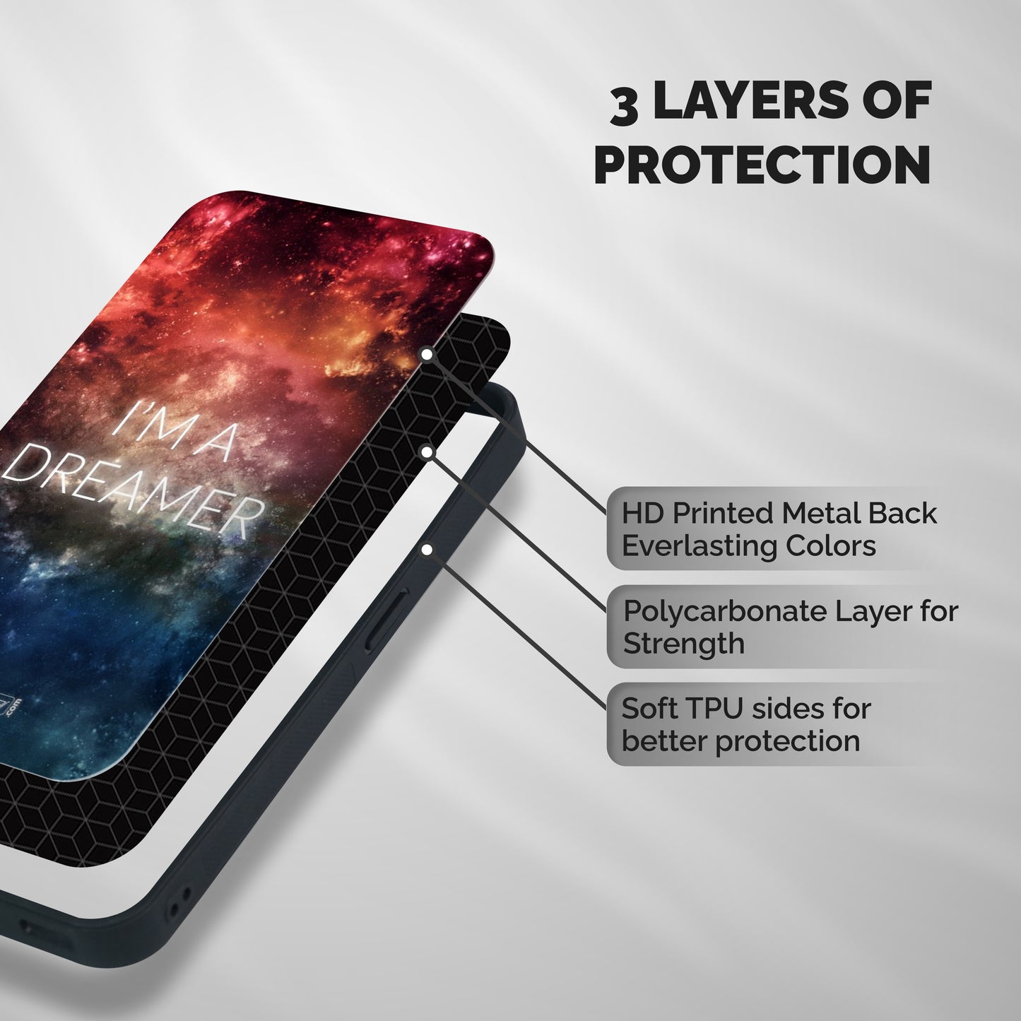 I am a Dreamer Shockproof Hybrid Protection (Metal + TPU) Back Case Cover