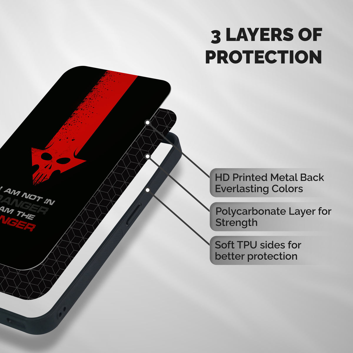 I Am Danger Shockproof Hybrid Protection (Metal + TPU) Back Case Cover