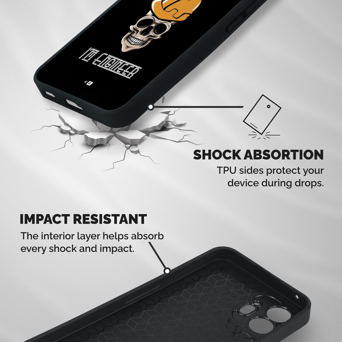 I Am Engineer Shockproof Hybrid Protection (Metal + TPU) Back Case Cover