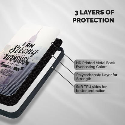 I am Strong Shockproof Hybrid Protection (Metal + TPU) Back Case Cover