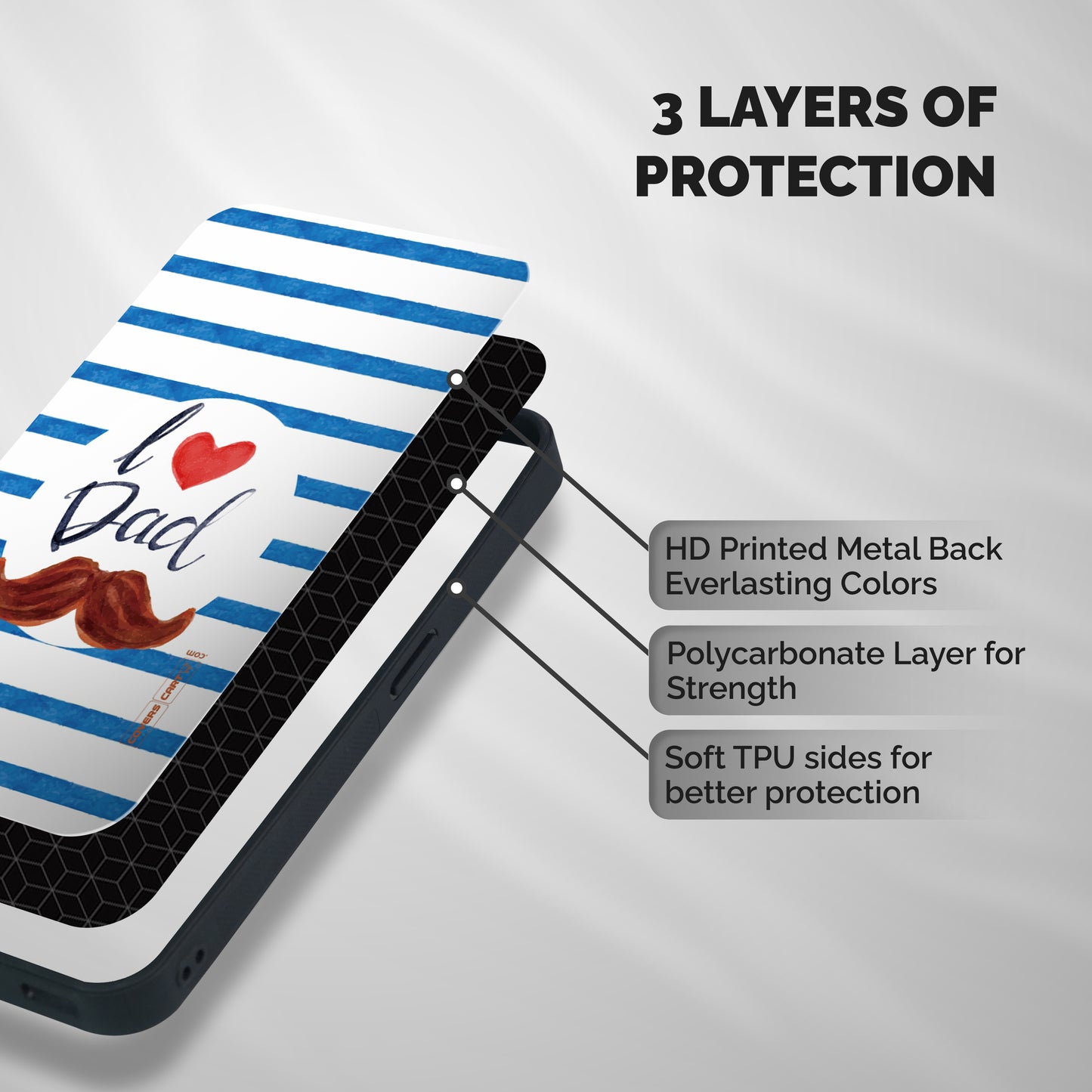 I Love Dad Shockproof Hybrid Protection (Metal + TPU) Back Case Cover
