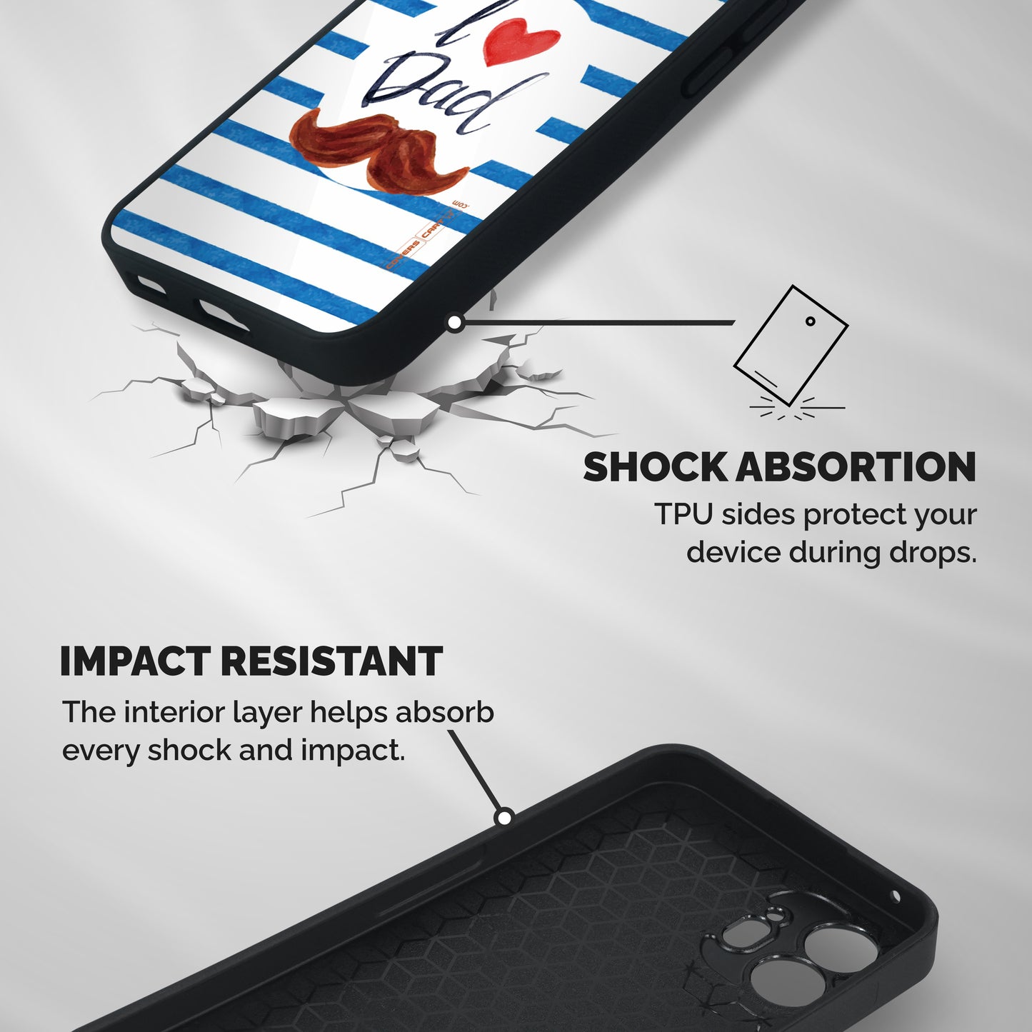 I Love Dad Shockproof Hybrid Protection (Metal + TPU) Back Case Cover