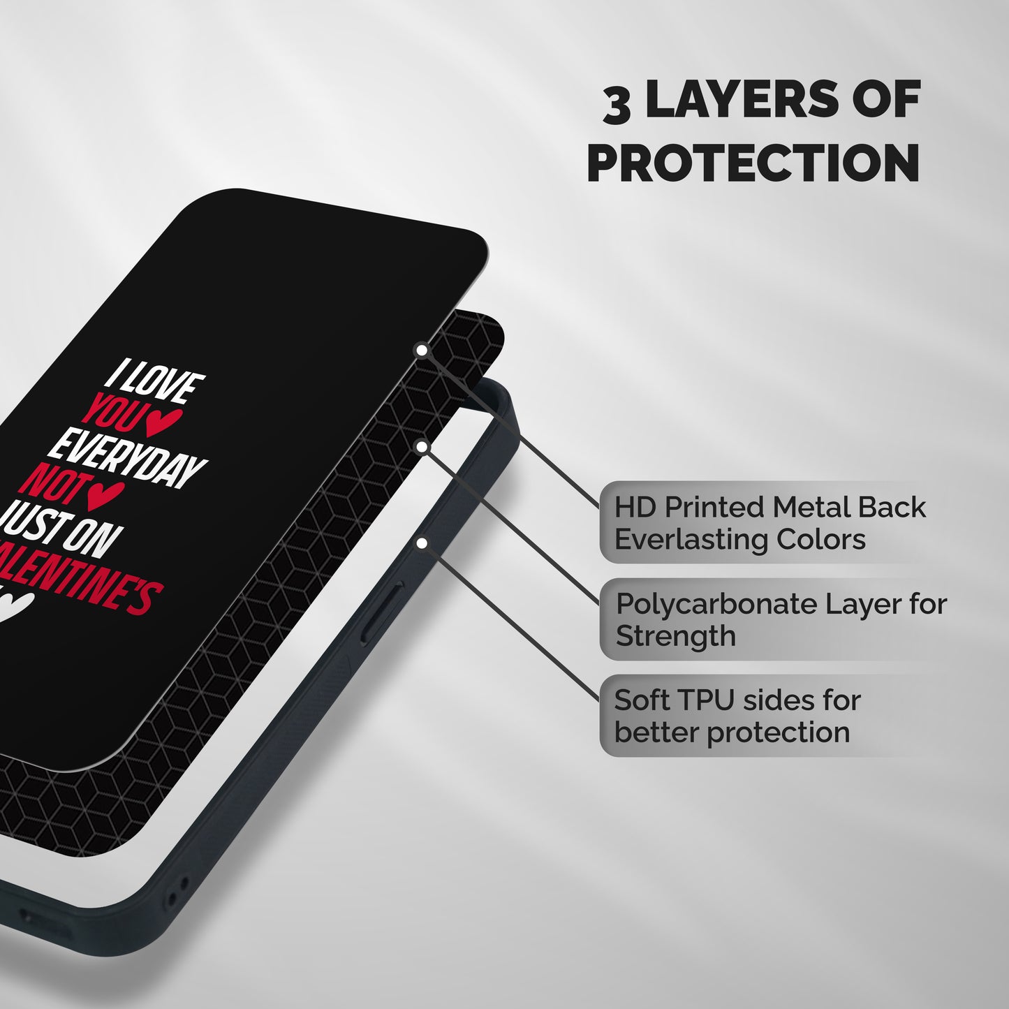 I Love You Everyday Shockproof Hybrid Protection (Metal + TPU) Back Case Cover