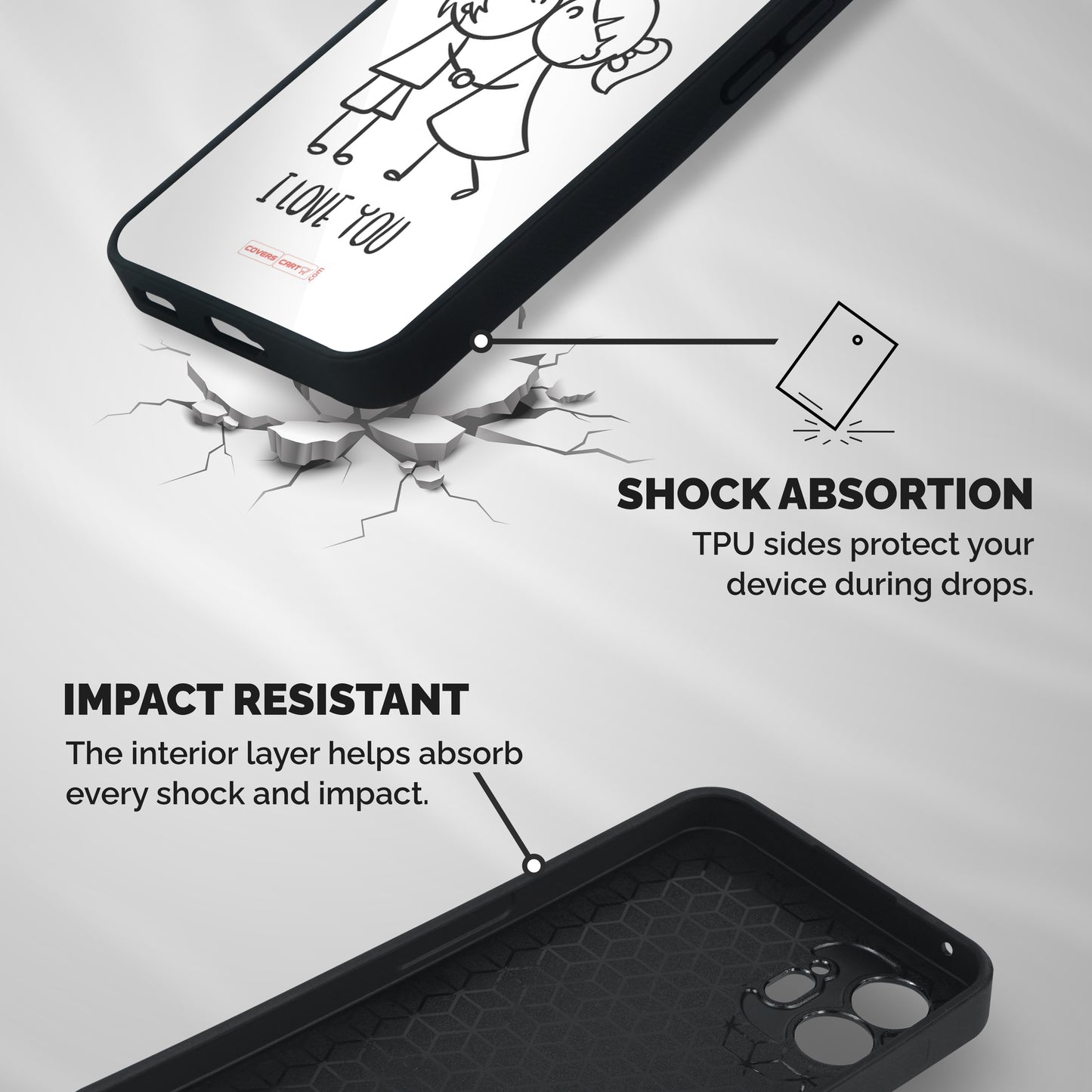 I Love You Shockproof Hybrid Protection (Metal + TPU) Back Case Cover