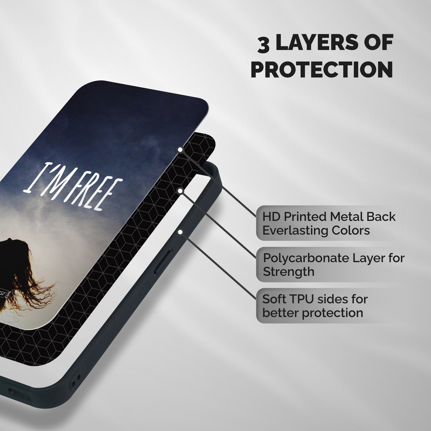 I m Free Shockproof Hybrid Protection (Metal + TPU) Back Case Cover