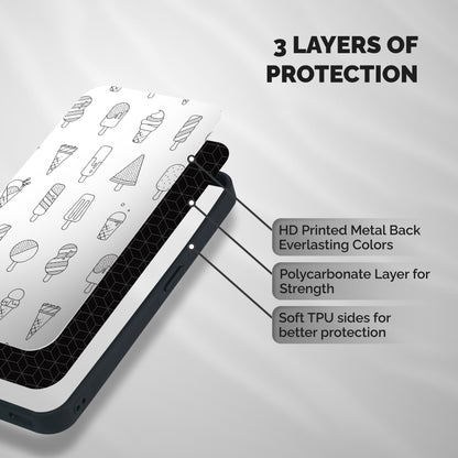 Ice Cream Lines Shockproof Hybrid Protection (Metal + TPU) Back Case Cover