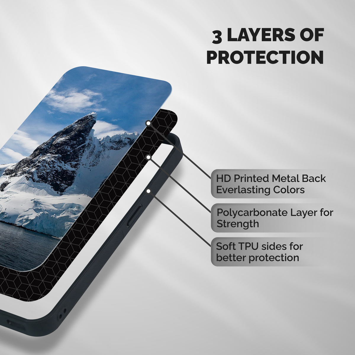 Ice Mountains Shockproof Hybrid Protection (Metal + TPU) Back Case Cover