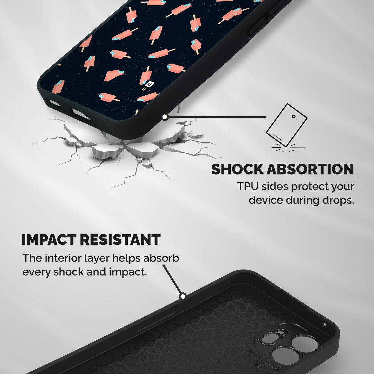 Icy Pattern Shockproof Hybrid Protection (Metal + TPU) Back Case Cover
