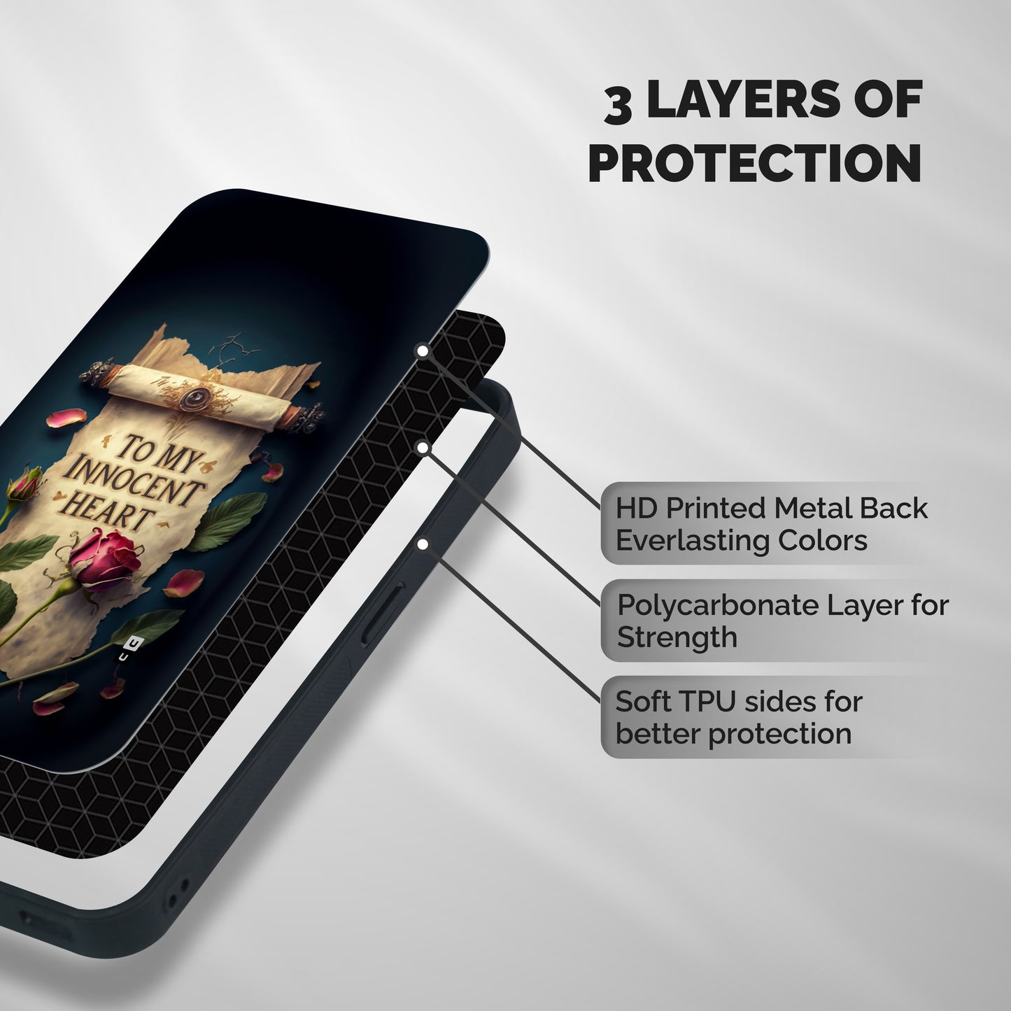 Innocence Of Heart Shockproof Hybrid Protection (Metal + TPU) Back Case Cover