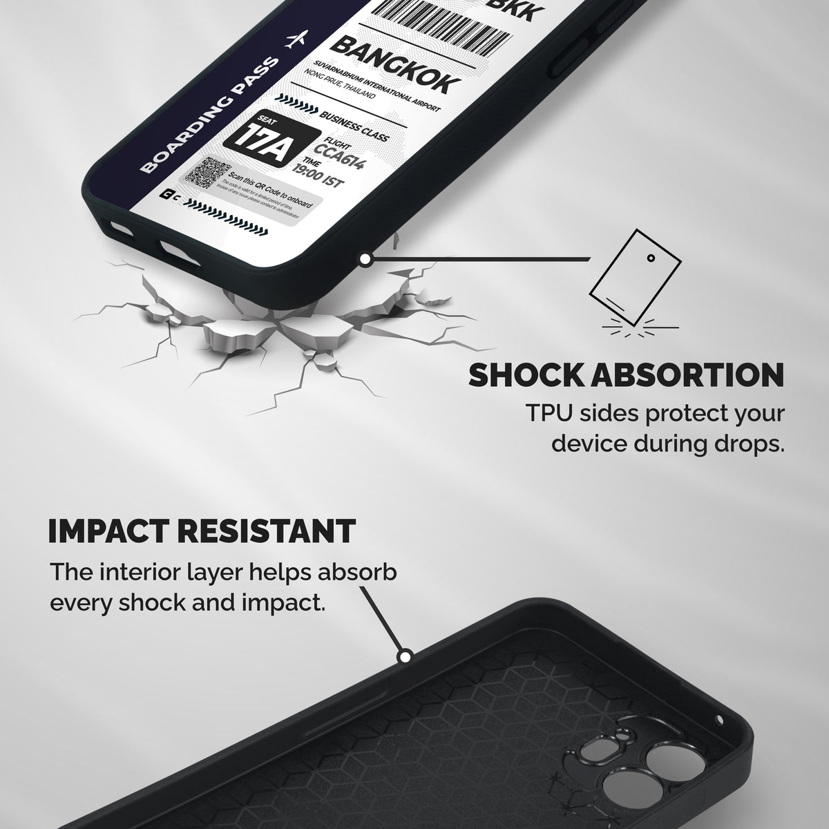 International Boarding Pass Bangkok Shockproof Hybrid Protection (Metal + TPU) Back Case Cover