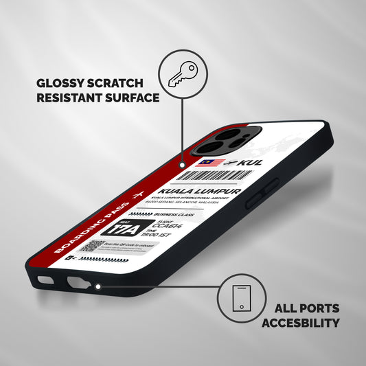 International Boarding Pass Kuala Lumpur Shockproof Hybrid Protection (Metal + TPU) Back Case Cover