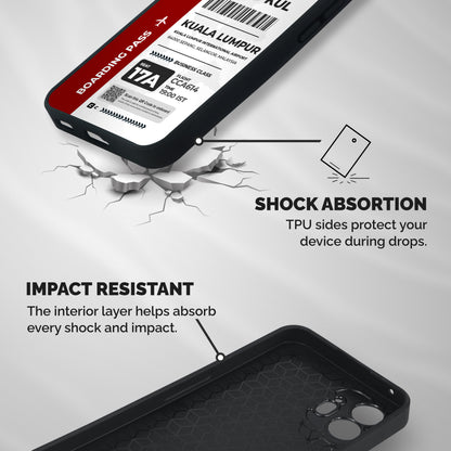 International Boarding Pass Kuala Lumpur Shockproof Hybrid Protection (Metal + TPU) Back Case Cover