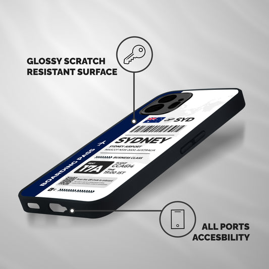 International Boarding Pass Sydney Shockproof Hybrid Protection (Metal + TPU) Back Case Cover
