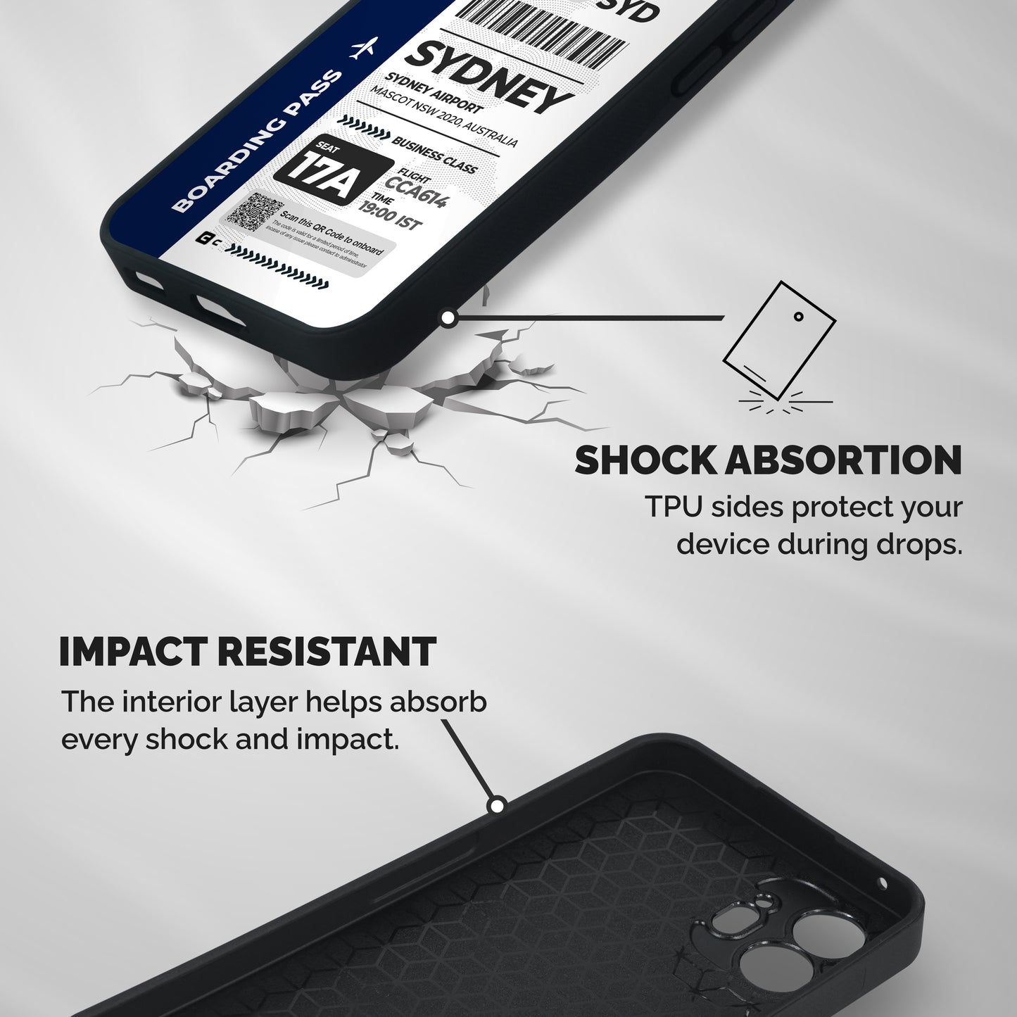 International Boarding Pass Sydney Shockproof Hybrid Protection (Metal + TPU) Back Case Cover