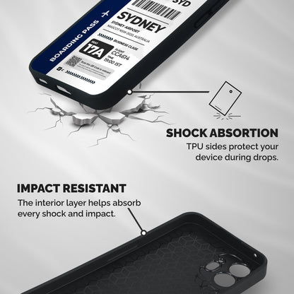 International Boarding Pass Sydney Shockproof Hybrid Protection (Metal + TPU) Back Case Cover