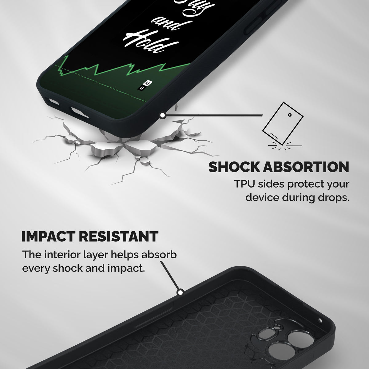 Investors Quote Buy and Hold Shockproof Hybrid Protection (Metal + TPU) Back Case Cover