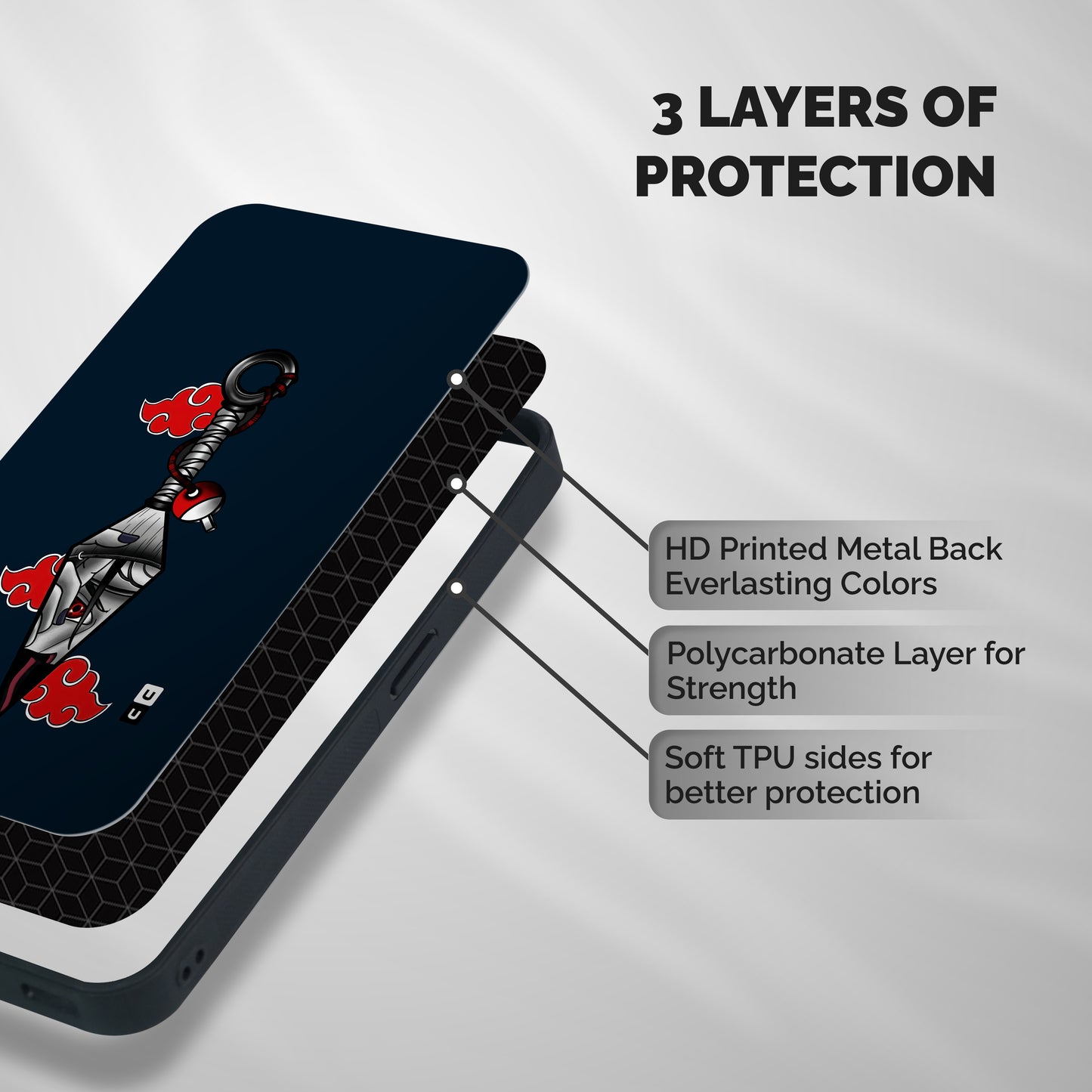 Itachi Kunai Naruto Shockproof Hybrid Protection (Metal + TPU) Back Case Cover