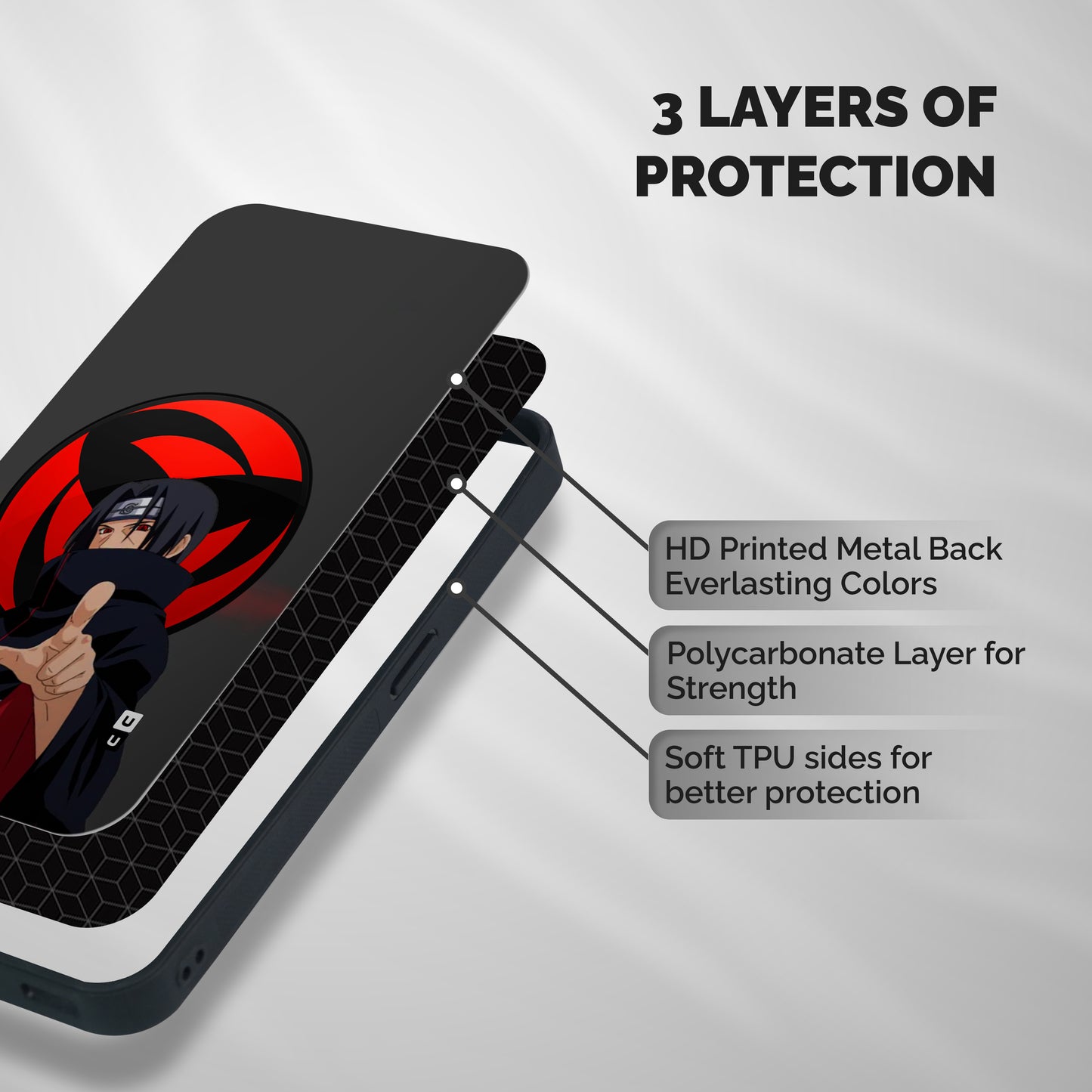 Itachi Uchiha With sharingan Shockproof Hybrid Protection (Metal + TPU) Back Case Cover